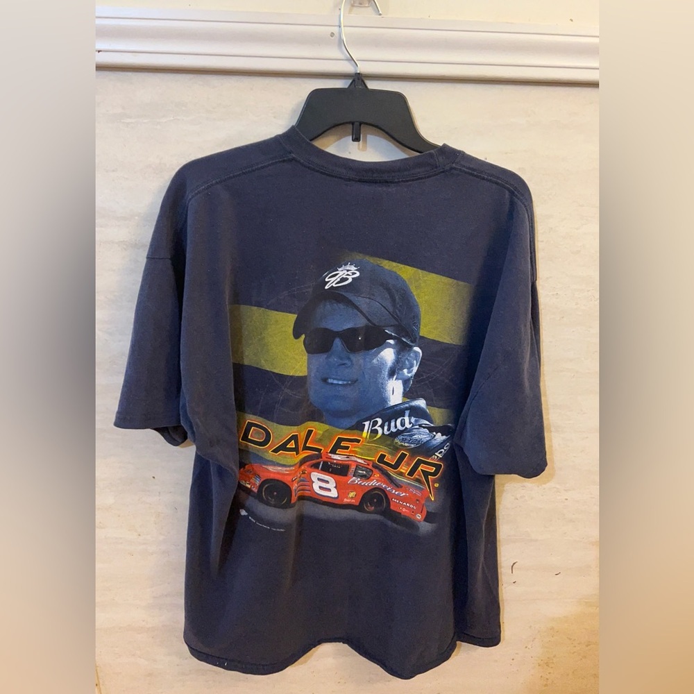Vintage Dale Earnhardt Jr. #8 Budweiser NASCAR racing t-shirt in navy blue. - Picture 4 of 11